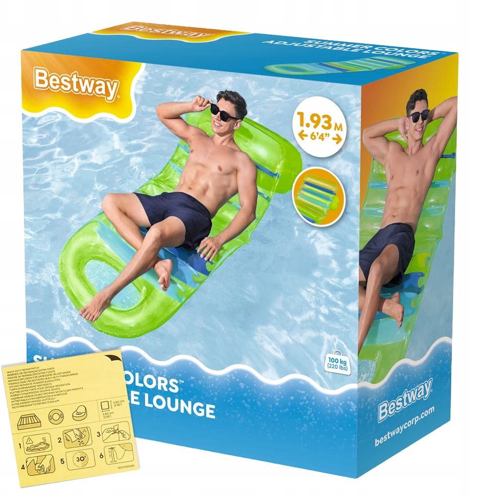 Pripučiamas čiužinys plaukimui vandens gultuke Reguliuojamas 193x80 cm Bestway 43962