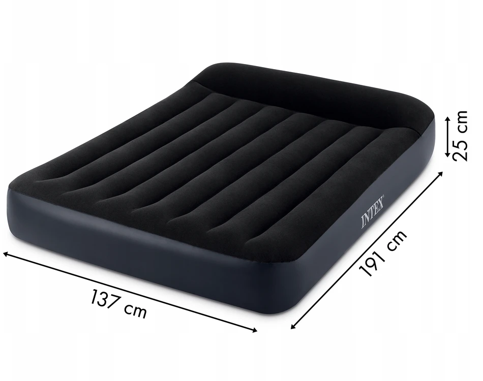 Intex Full Pillow Rest Classic Airbed su Fibre-Tech įmontuotu siurbliu, Juodas, 191x137x25cm