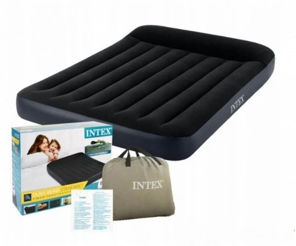 Intex Full Pillow Rest Classic Airbed su Fibre-Tech įmontuotu siurbliu, Juodas, 191x137x25cm