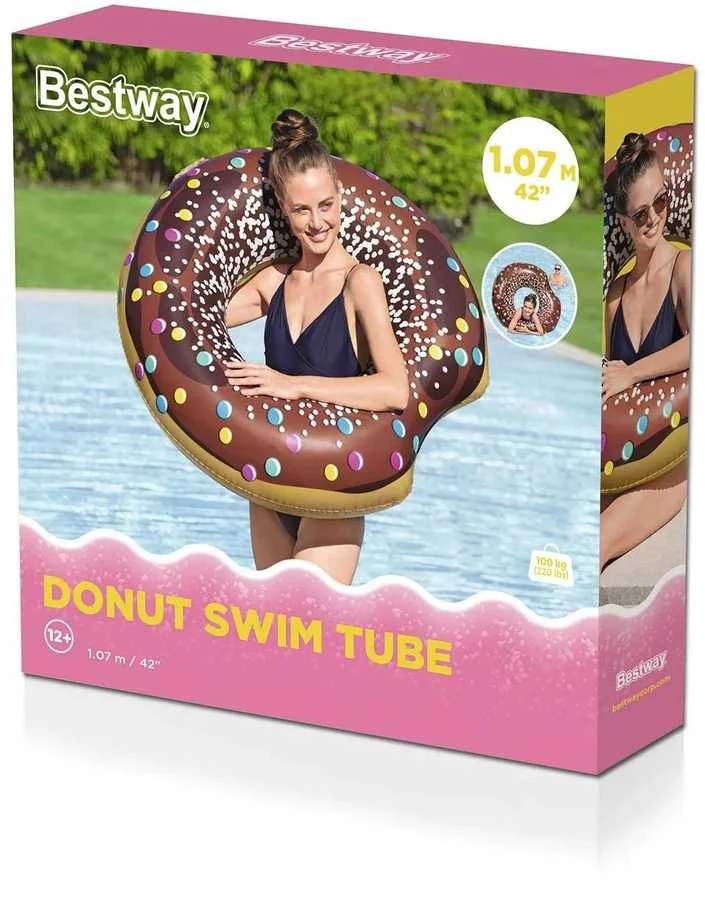 Pripučiamas paplūdimio ratas maudynėms rudas „Donut“ 107 cm „BESTWAY“