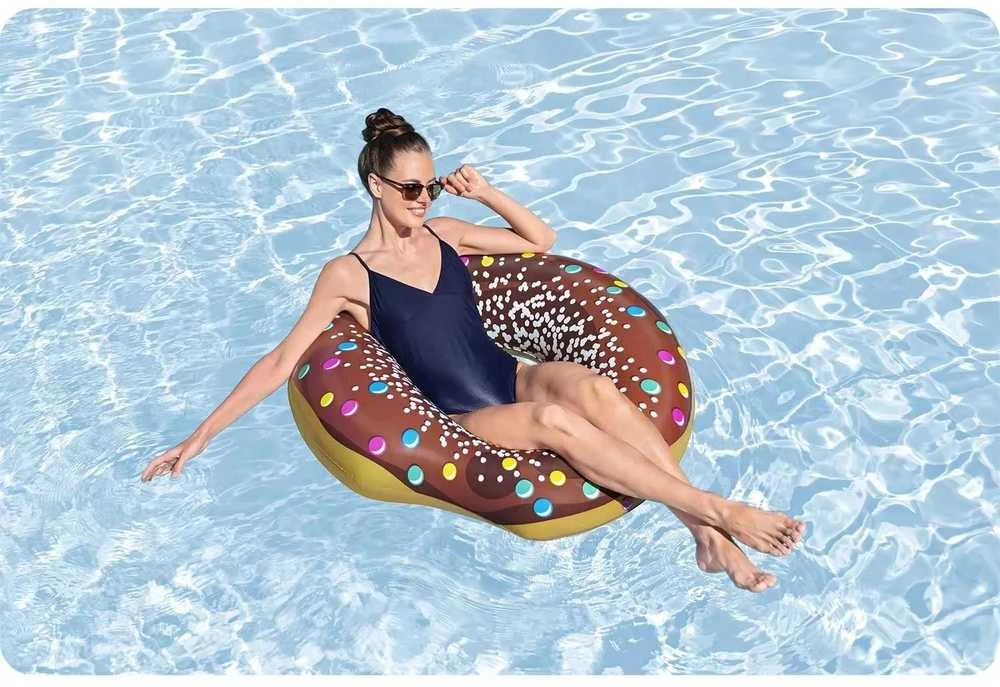 Pripučiamas paplūdimio ratas maudynėms rudas „Donut“ 107 cm „BESTWAY“