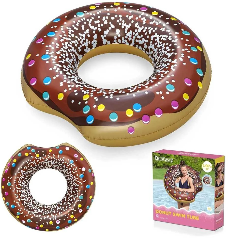 Pripučiamas paplūdimio ratas maudynėms rudas „Donut“ 107 cm „BESTWAY“