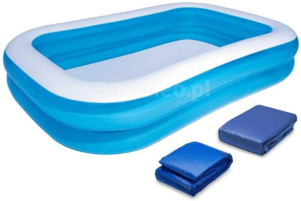 Bestway Šeimos pripučiamas baseinas, 262 x 175 x 51 cm, su uždangalu ir kilimėliu, didelis irklavimo baseinas vaikams, vasaros pramogos kieme