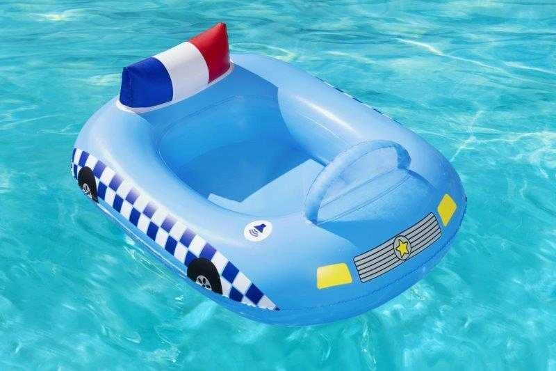 BESTWAY Funspeakers pripučiamas vaikiškas plaustas Police Car su garsu, 97cm x 74cm, 34153