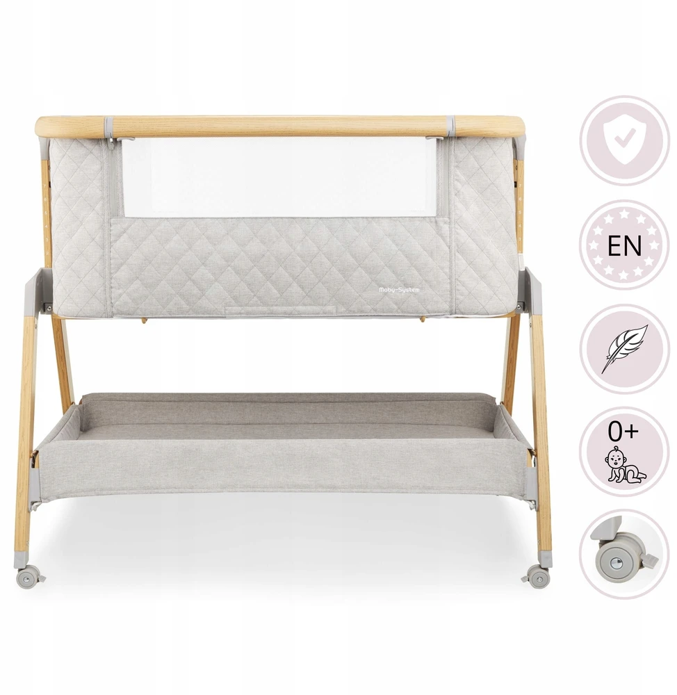 Pristumiama ir kelioninė lovytė Moby-System 3 viename, pilka, iki 9kg