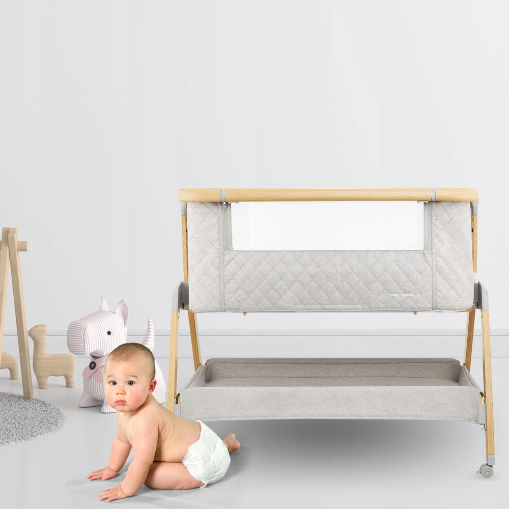Pristumiama ir kelioninė lovytė Moby-System 3 viename, pilka, iki 9kg