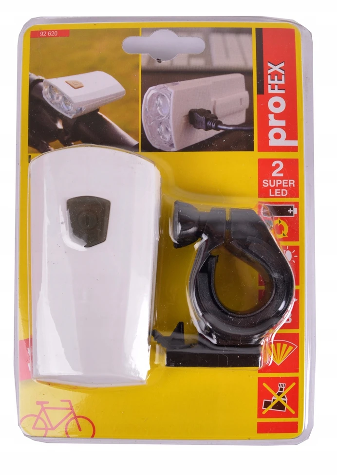 Profex Dvigubas LED dviračio priekinis žibintas su USB įkrovimu