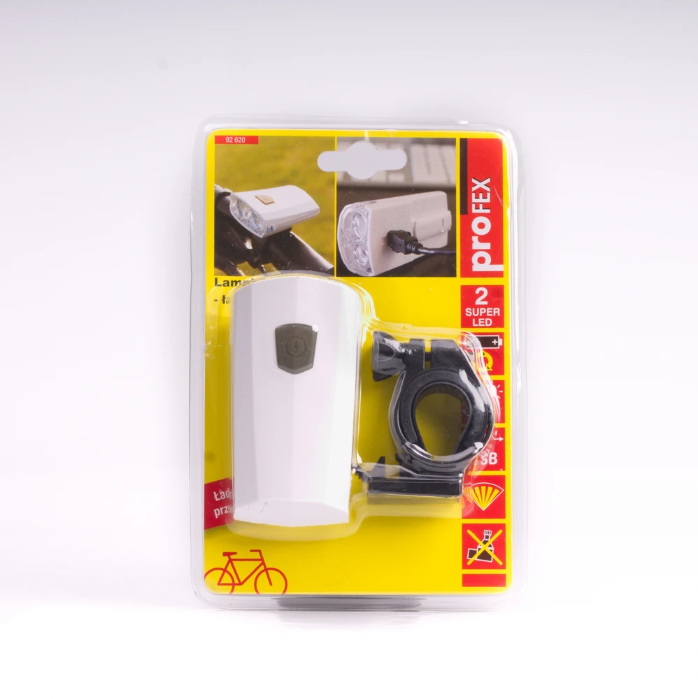 Profex Dvigubas LED dviračio priekinis žibintas su USB įkrovimu