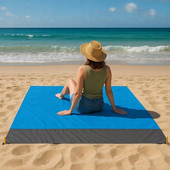 Profi ID BEACH KILMĖS PIKNIKO ANTLODĖ PAPLŪDŽIO KEMPINGAS 210 x 200 cm DIDELIS ATSPIRUS VANDENIUI + DĖKLAS
