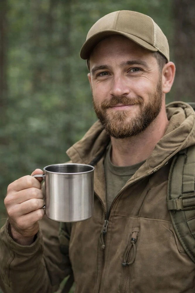 Profi Id TOURIST PLIENINIS PUODAS NERŪDIJANČIO NERŪDijančiojo NERŪDijančiojo puodo kempingo SURVIVAL BUSHCRAFT 450ml