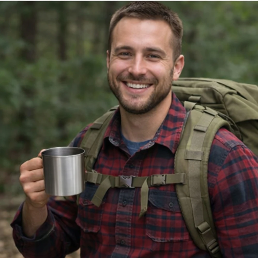 Profi Id TOURIST PLIENINIS PUODAS NERŪDIJANČIO NERŪDijančiojo NERŪDijančiojo puodo kempingo SURVIVAL BUSHCRAFT 450ml