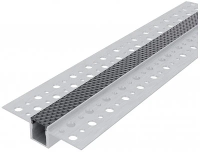 Avide įleidžiamas aliuminio profilis vidiniam kampui 46.8x24mm su juodu dangteliu, 1m