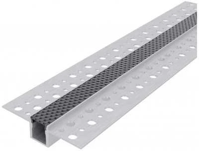 Avide įleidžiamas aliuminio U profilis 61x14mm su juodu dangteliu, 1m