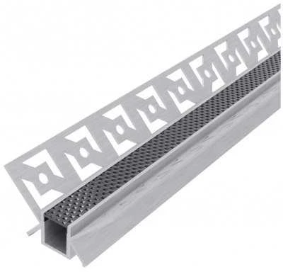 Avide įleidžiamas aliuminio profilis vidiniam kampui 46.8x24mm su juodu dangteliu, 1m