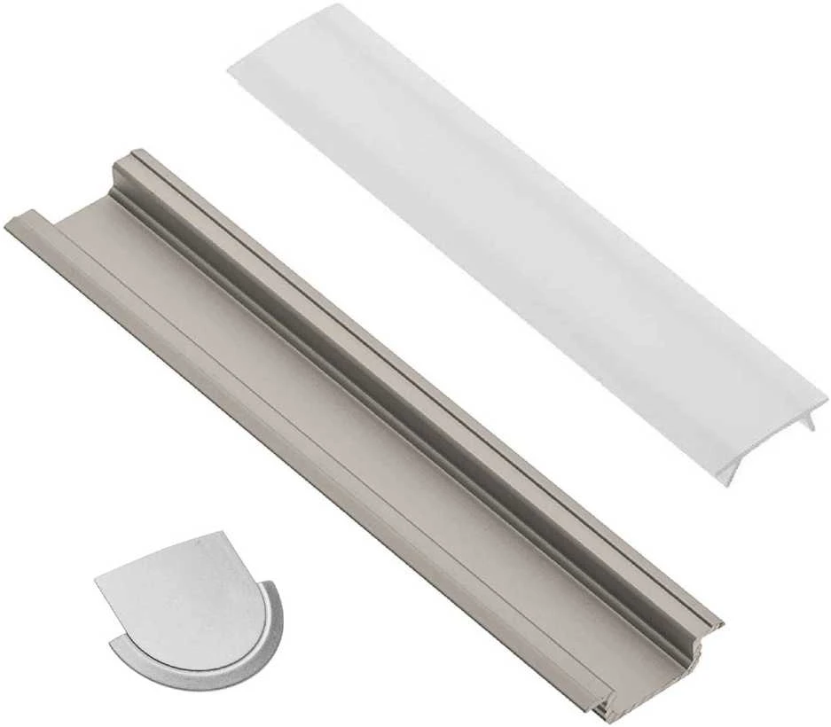 Aliuminio profilis LED juostai EUROLIGHT, įfrezuojamas, pilkos spalvos, 1m kompl