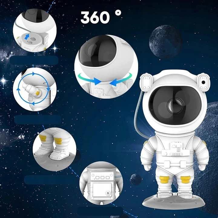 Mik Star Projektorius GWIAZD ASTRONAUTA 360 Naktinė lempa DLA DZIECKA RZUTNIK Pultas