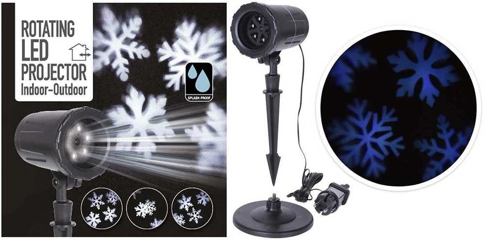 KOOPMAN Projektorius SNOWFLAKE, 4 LED, 8 W, IP44 adapteris