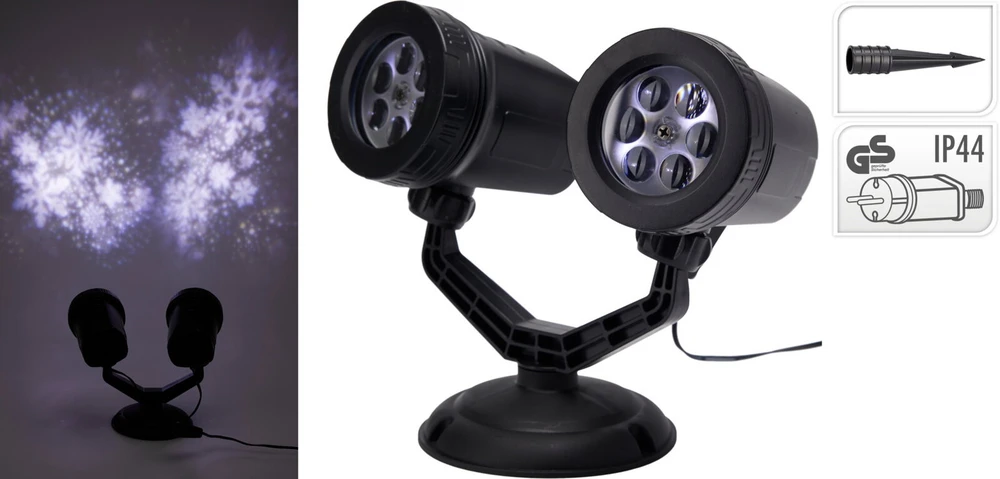 KOOPMAN Projektorius SNOWFLAKE, 4 LED, 8 W, IP44 adapteris
