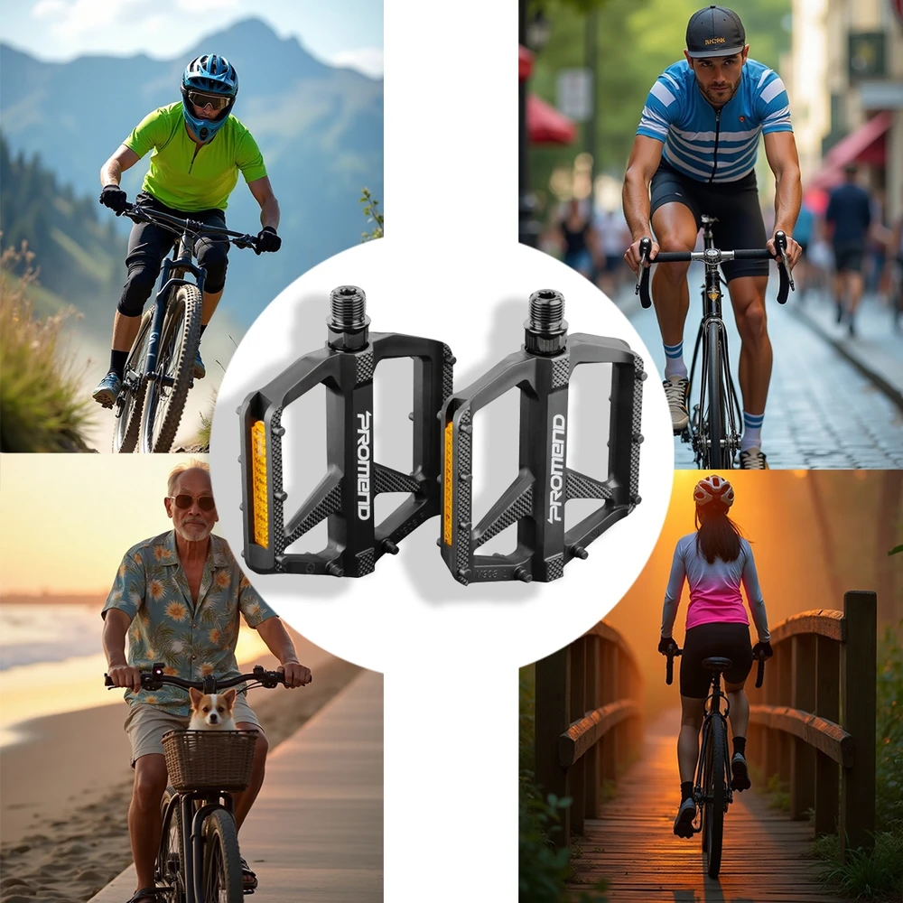 Promend Platforminiai dviračio pedalai, lengvi su atšvaitais, universalūs, tvirti