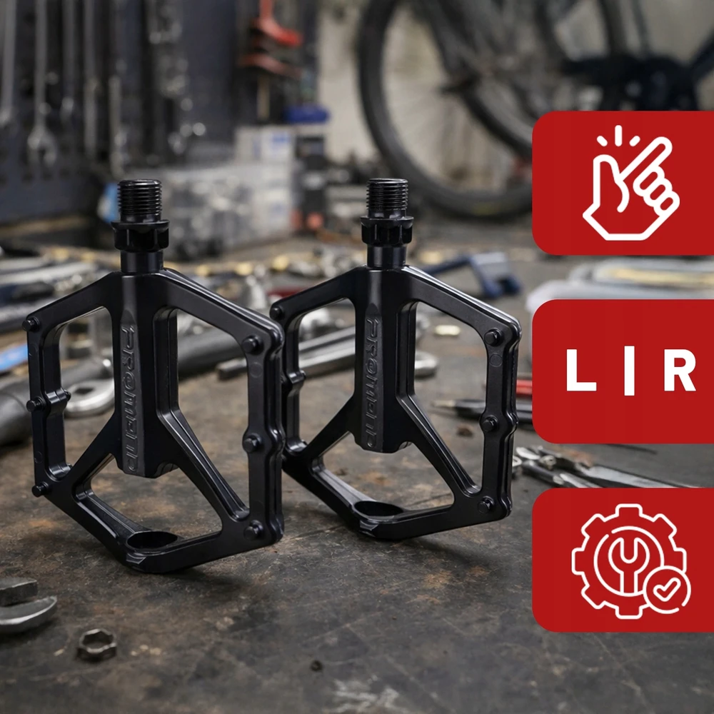 Promend Platforminiai dviračių pedalai MTB trekingo dviračiams, aliuminiai, juodi, lengvi