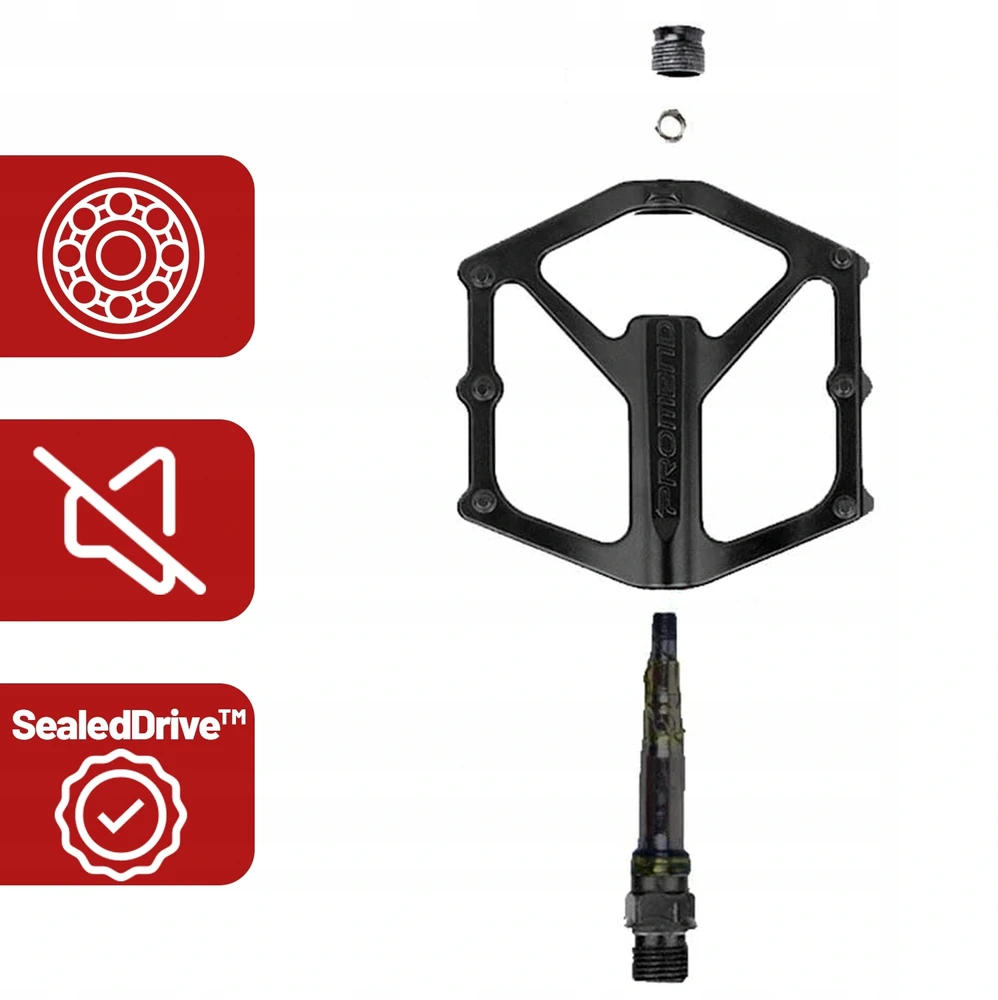Promend Platforminiai dviračių pedalai MTB trekingo dviračiams, aliuminiai, juodi, lengvi