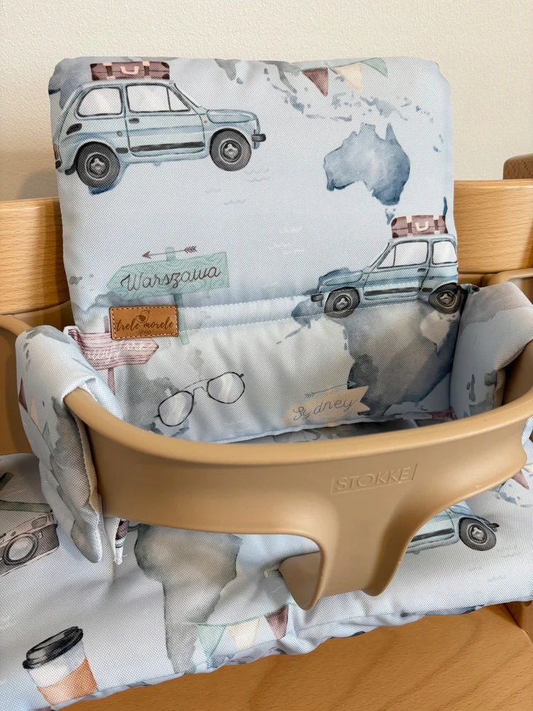 PROMOTION vandeniui atsparios pagalvėlės Stokke Tripp Trapp 2in1 mėlynos spalvos automobiliams