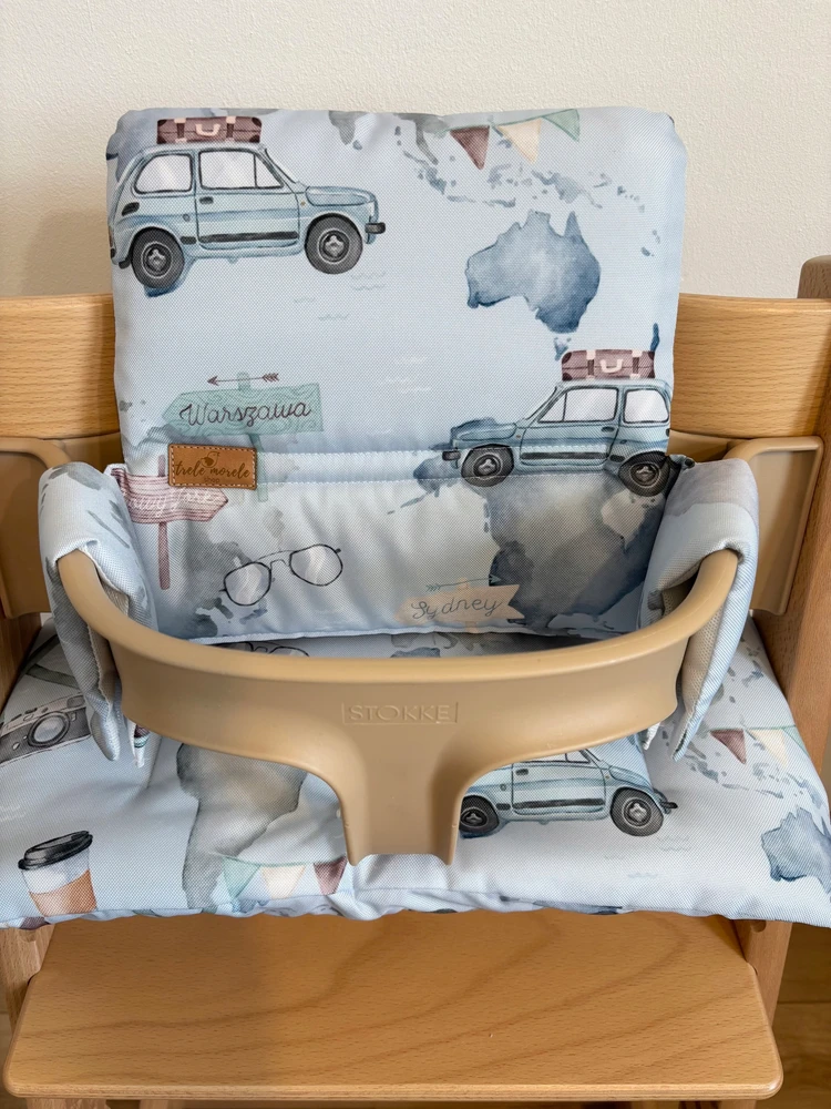 PROMOTION vandeniui atsparios pagalvėlės Stokke Tripp Trapp 2in1 mėlynos spalvos automobiliams
