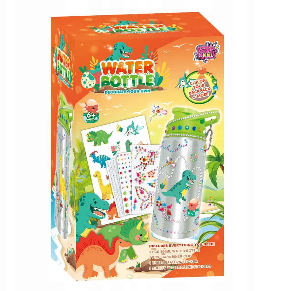 Pronice Creative Set Bottle Vandens butelis, skirtas dekoruoti dinozaurų lipdukus