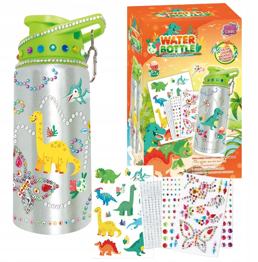 Pronice Creative Set Bottle Vandens butelis, skirtas dekoruoti dinozaurų lipdukus