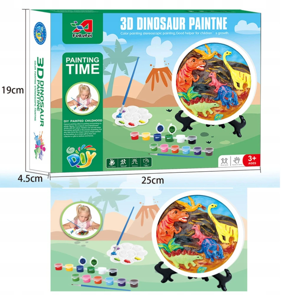Pronice GIPS PAGRINDAS DAŽYTI DINOZAURUS LITTLE ARTIST DAŽAI + PRIEDAI
