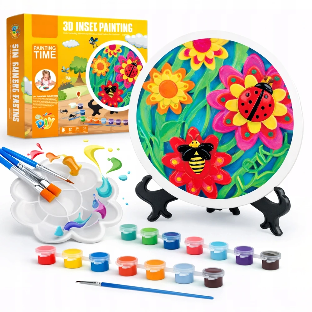 Pronice GIPSINĖ FIGŪRA GĖLĖMS DAŽYTI LITTLE ARTIST ARTIST SET PAINTS