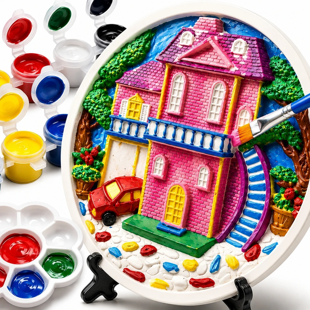 Pronice KŪRYBINIS MENINIS RINKINYS PAINT HOUSE DAŽAI GIPSAS MAŽAS 3D DAILINKAS