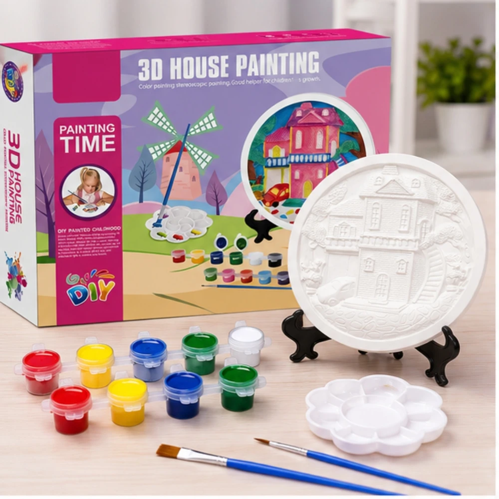 Pronice KŪRYBINIS MENINIS RINKINYS PAINT HOUSE DAŽAI GIPSAS MAŽAS 3D DAILINKAS