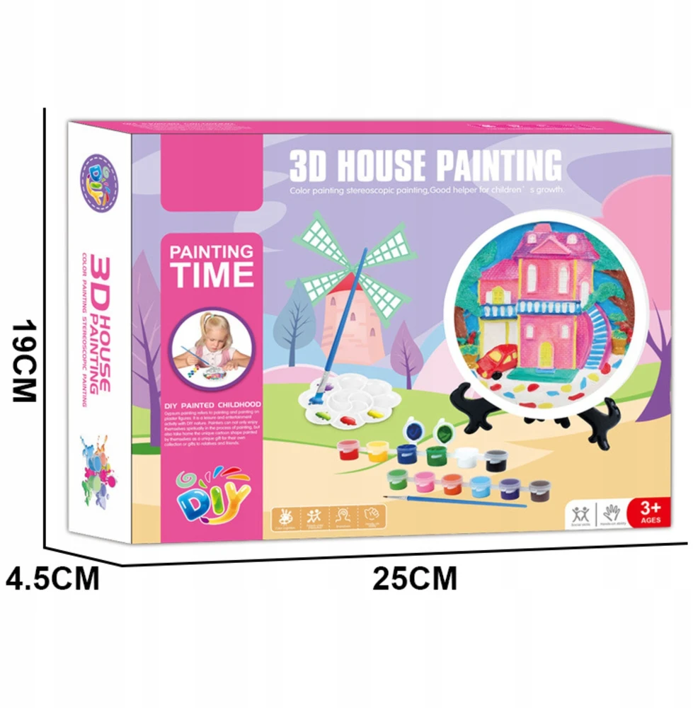 Pronice KŪRYBINIS MENINIS RINKINYS PAINT HOUSE DAŽAI GIPSAS MAŽAS 3D DAILINKAS