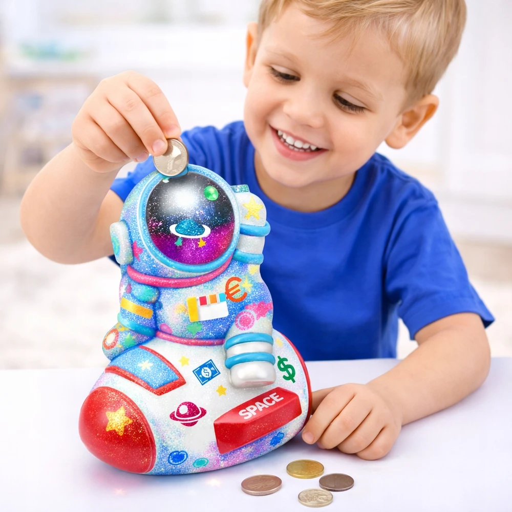 Pronice PIGGY BOX ASTRONAUT SPACE KŪRYBINIS RINKINYS TAPYBA DAŽAI LIPDUKAI GIPSAS