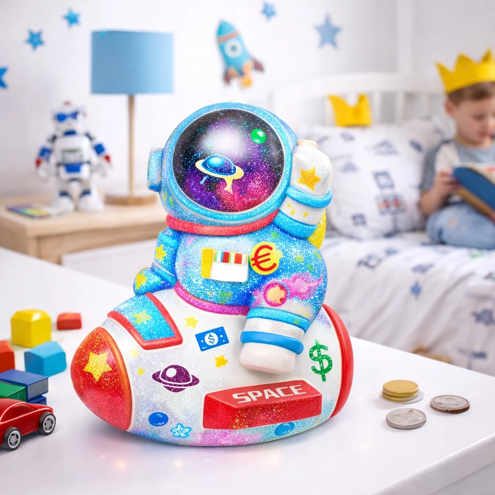 Pronice PIGGY BOX ASTRONAUT SPACE KŪRYBINIS RINKINYS TAPYBA DAŽAI LIPDUKAI GIPSAS