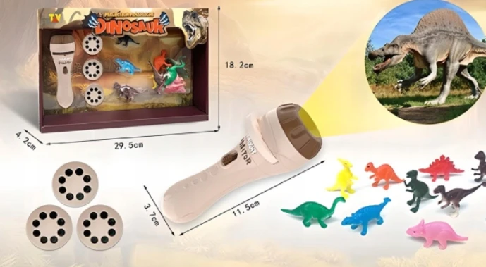 Pronice PROJEKTORIAUS BLYKŠČIŲ PROJEKTORIŲ RINKINYS FIGURĖLĖS DINOZAURAI SKAIDRĖS 3 4 5 METŲ VAIKAMS
