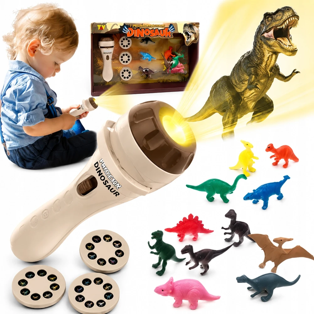 Pronice PROJEKTORIAUS BLYKŠČIŲ PROJEKTORIŲ RINKINYS FIGURĖLĖS DINOZAURAI SKAIDRĖS 3 4 5 METŲ VAIKAMS