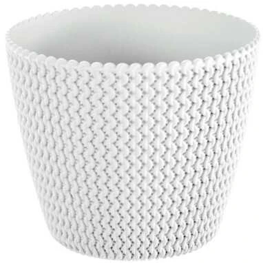 Prosperplast Dekoratyvinis gėlių vazonas Splofy D18.7cm H15.8cm plastikinis/baltas