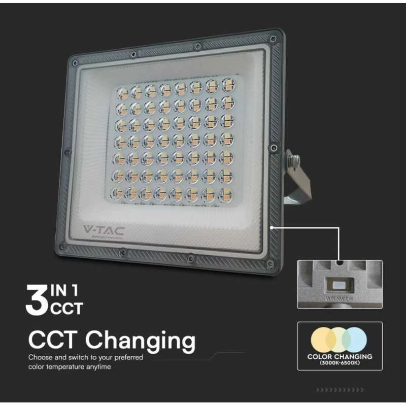 V-tac 50W LED prožektorius, pilkas, 3000/4000/6500K
