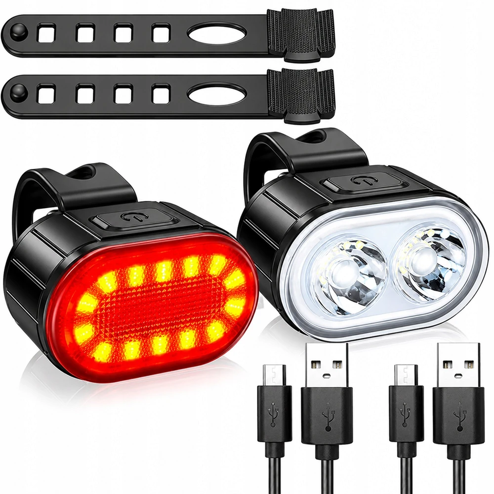 Przydasiepl DVIRAČIO LEMPAS PRIEKINĖ GALINĖ LED DVIRAČIO ŠVIESOS VARANKA GALINGAS USB