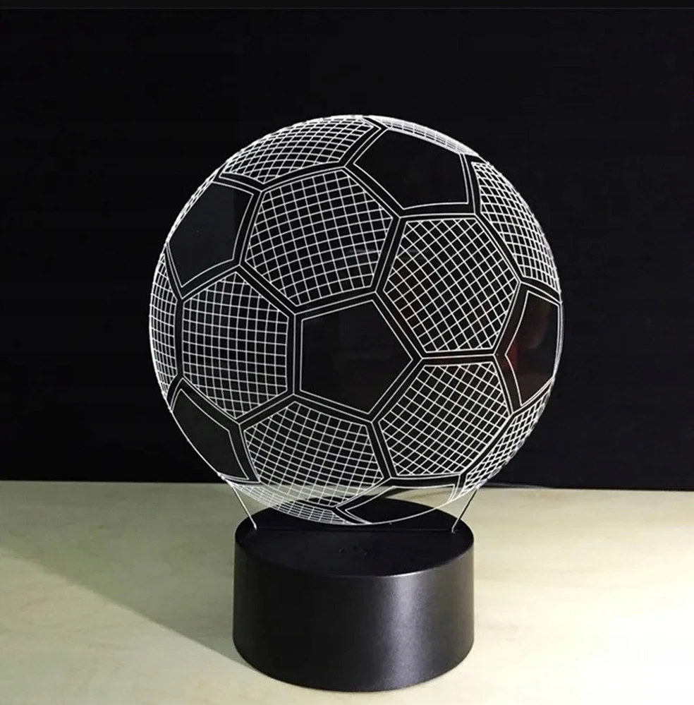 Przydasiepl LED 3D FUTBOLO LEMPAS, DEKORATYVINĖ VAIKŲ STALO, USB + NUOTOLINIO PULTAS