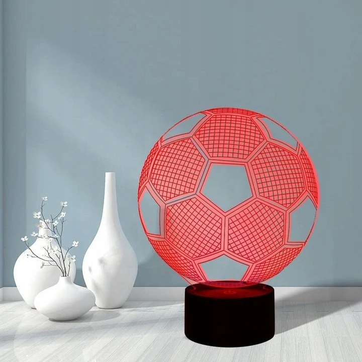 Przydasiepl LED 3D FUTBOLO LEMPAS, DEKORATYVINĖ VAIKŲ STALO, USB + NUOTOLINIO PULTAS