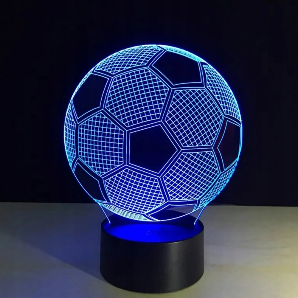Przydasiepl LED 3D FUTBOLO LEMPAS, DEKORATYVINĖ VAIKŲ STALO, USB + NUOTOLINIO PULTAS