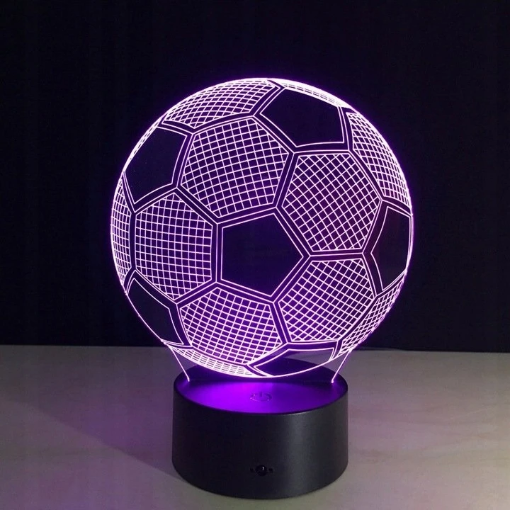 Przydasiepl LED 3D FUTBOLO LEMPAS, DEKORATYVINĖ VAIKŲ STALO, USB + NUOTOLINIO PULTAS