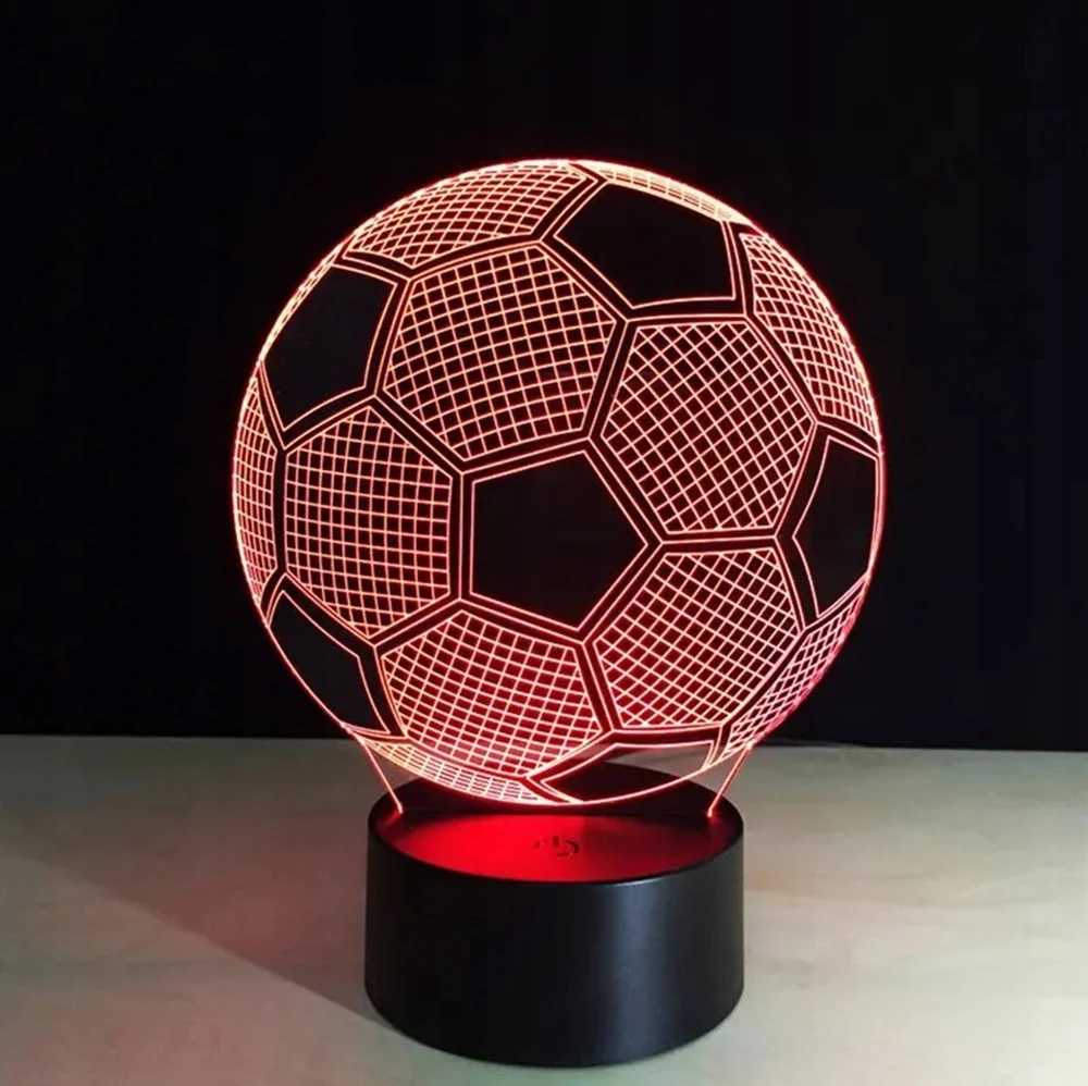 Przydasiepl LED 3D FUTBOLO LEMPAS, DEKORATYVINĖ VAIKŲ STALO, USB + NUOTOLINIO PULTAS