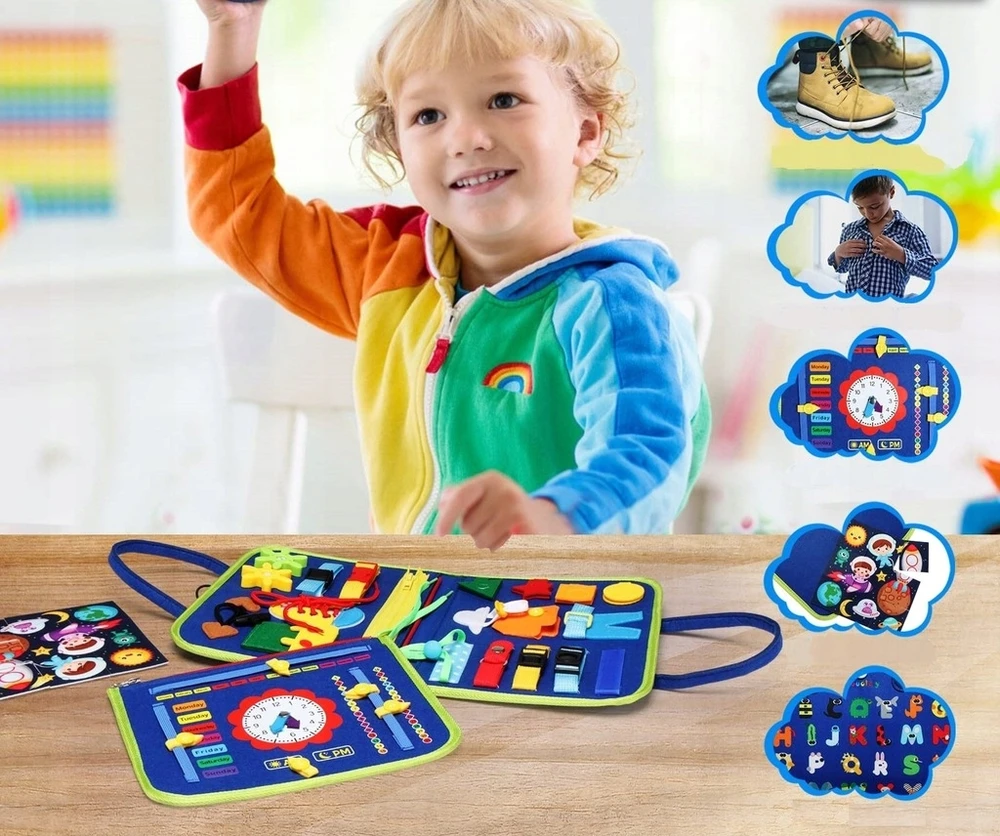 Przydasiepl Montessori edukacinė jutiminė manipuliavimo lenta vaikams, didelė XXL