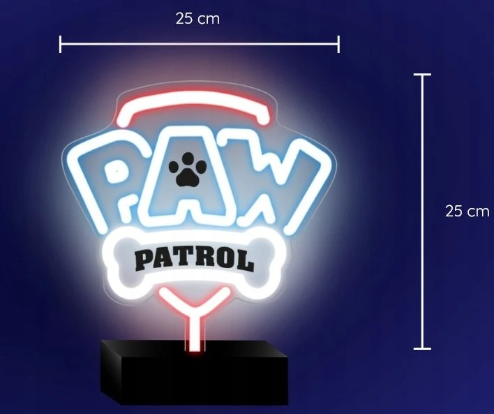 Psi Patrol Neoninė LED lemputė su stovu Paw Patrol – logotipas OW-120146