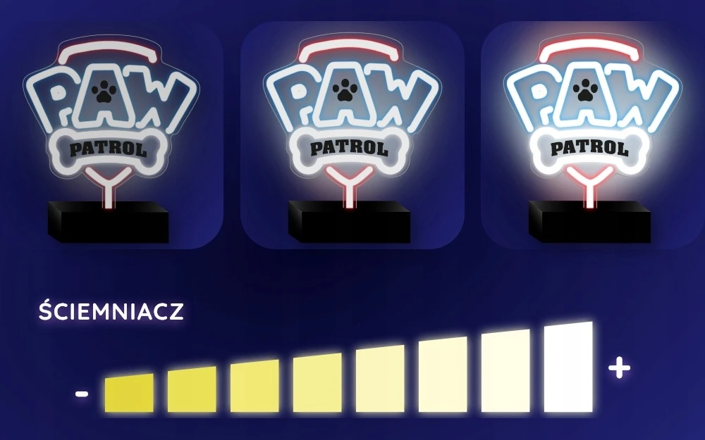 Psi Patrol Neoninė LED lemputė su stovu Paw Patrol – logotipas OW-120146