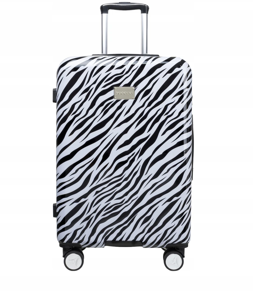 PUCCINI kelioninio lagamino rinkinys 2in1 vidutinis + ABS Zebra dėklas